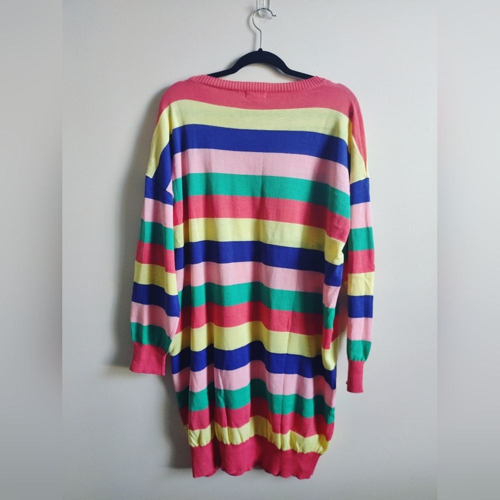 ODDY Rainbow Stripe Sweater Dress | Cozy Knit Statement Dress S–2X - Picture 5 of 7